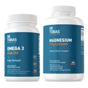 Tobias Omega 3 물고기 기름 & 마그네슘 Bisglycinate 보충교재, 높은 흡수, 지원 심장, 뇌, 면역력, 에너지, 근육, 뼈 & 합동 건강, 비 GMO
