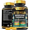 Bitter Melon 캡슐 - 10in1 공식 - Berberine, Ceylon Cinnamon, Turmeric, Moringa, Neem, Ginger, Gotu Kola, Artichoke 및 Black Pepper와 결합 - 4 개월 공급을위한 120 캡슐