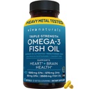 Viva Naturals Omega-3 Fish Oil, Triple Strength, 2500 mg, 60 Softgels - EPA, DHA, DPA - Pascatarian-Friendly를 포함한 재 승인 된 오메가 3 지방산