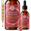 Triple Magnesium Complex Liquid Drops - 마그네슘 글리세라이드 액체 드롭, 타우레이트 및 시트레이트 L-theanine, 수면 용 비타민 B6, 근육, 면역 건강, Vegan, Non-GMO, Strawberry 풍미, 2 Fl OZ