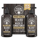 Viking Revolution은 Argan Oil과 Jojoba Oil을 가진 남자를위한 세탁 및 Beard 컨디셔너 - Beard Softener 및 Strengthener Beard Care Beard 샴푸 및 컨디셔너 - Beard Oil (17oz Spiced Vanilla)