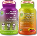 Bone & Immune 지원 번들 – Acerola Cherry & Plant 기반 칼슘 (Aquamin®에서), 마그네슘, 아연, D3, K2 + Turmeric – Clean Wellness Support