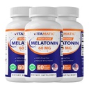 Vitamatic Melatonin 60 mg 빠른 용해 정제 - 60 Vegan 천연 베리 맛 정제 - Non-Habit Forming - Non-GMO, 글루텐 무료 (3 병)