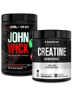 Jacked Factory X John Wick - Wick Mode Pre Workout Powder (오사카 벚꽃, 40 인분) & Creatine Monohydrate Powder (불꽃, 30 인분)