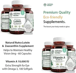 자연적인 Nutra Lutein와 Zeaxanthin 보충교재 콩 자유로운, 20mg - 60의 캡슐 및 비타민 A 10,000 IU, Omega 3, 100 글루텐 자유로운 Softgels를 가진 건강한 시각을 유지하는 것을 돕습니다