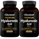 NatureBell 2 Pack Plant based Hyaluronic Acid는 25mg 비타민 C & Biotin 5000mcg, 480 총 캡슐을 가진 250mg을 보충합니다 | 머리 성장, 합동 지원, & 수화 피부의 본질 | Non-GMO