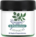 Vitanica V-Probiotics - 여성을위한 Probiotics - Lactobacillus Rhamnosus, Gasseri 및 More - 여성 건강 보충 - 프로 로고 - 30 질 좌약