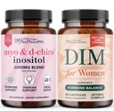 SMNutrition Women's DIM 보충교재 & Myo-Inositol & D-Chiro Inositol | 여성 복합체를 위한 40:1 비율 (30 서빙)와 250mg DIM 보충교재를 가진 호르몬 균형 뭉치 (60 서빙)