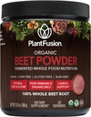 Plantfusion Organic Beet Root Powder - Superfood Beet Supplement to Support Blood Flow & Circulation - 발효 식품 영양 - 비 GMO, Vegan, 글루텐 프리, 6.34 온스 30 서빙