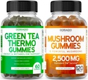 Mushroom 10 에 1 혼합 (120 Gummies) 초점 & 두뇌 버섯 보충 및 녹차 지방 버너 체중 감소 (60 조사) 식욕 억제 체중 감량 남성 & 여성을위한 보충 - Vegan & Made in USA