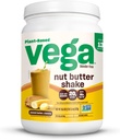 Vega 견과 버터 Shake, 땅콩 버터 & 바나나 - Vegan 단백질 분말, 20g 단백질, 진짜 음식 성분, 추가된 설탕 없음, 1.39 lbs