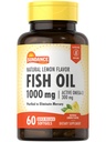 Sundance Fish Oil 1000mg | 60 Softgels | 천연 레몬 맛 | 활성 오메가-3 | Non-GMO 및 글루텐 무료 보충