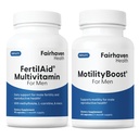 FertilAid for Men and MotilityBoost Combo, Prenatal Vitamins and Male Fertility Supplement to Support Count and Motility with L-Carnitine, CoQ10, 아연 및 기타, 150 캡슐, 1 개월 공급