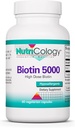Nutricology Biotin 5000 보충교재 - 5000mcg Biotin, 머리, 피부 및 못, 높은 복용량, 채식 캡슐, Hypoallergenic, 글루텐을 위한 비타민 - 60 조사
