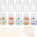 빈 라벨이있는 10PCS 알약 병 - 스크류 캡이있는 30ml 의약품 용기 - 플라스틱 빈 작은 알약 용기 누출 방지 명확한 샘플 항아리 액체 솔리드 이름 스티커 용 Dispense