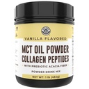 Keto MCT 기름 분말 + 교원질 + Prebiotic Acacia 섬유, 바닐라 풍미, 16oz. 코코넛에서 MCT 기름 분말. 잔디 볶은 교원질, Keto, 0 그물 Carb, Stevia, Erythritol, 강화된 음료를 위해 완전히 하십시오