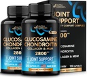Glucosamine Chondroitin MSM Collagen | 합동 지원 보충교재 2800 mg | 미국에서 만드는 | Flexibility Nutritional Vitamins | 남성 및 여성용, 팩 2