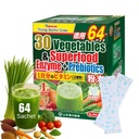 Yamamoto Kanpoh YAMAKAN Greens Superfood Powder with prebiotic Fiber & Enzymes for Digestion, 30 Veggies & Young Barley Grass Juice Blend from Japan, 여성 및 남성, 64 Packets