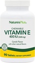 NaturesPlus Vitamin E, Natural Carob 풍미 - 90 Chewable Tablets, Pack of 2 - Free-Radical Defense & overall Well-Being - 채식주의 자, 글루텐 무료 - 180 총 봉사