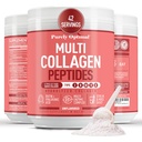 여성용 Purely Optimal Multi Collagen Powder - 5 Types Hydrolyzed Collagen Peptide with Biotin & Hyaluronic Acid for Hair, Skin, Nails, Bones & Joints - Unflavored, Easy Mixing, 42 서빙