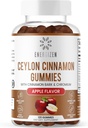 Cinnamon + Chromium Gummies - 120 Vegan Gummies - 관절 통증 및 두뇌 건강 지원, 설탕 - 무료, 산화 방지제 리치, 비 GMO, 글루텐 무료 보충, 자연 애플 맛