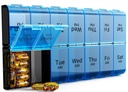 추가 큰 알약 주최자 2 일, 주간 XL AM PM 알약 케이스, 7 일 알약 상자 Twice a day, Oversize Daily Medicine 주최자 for Vitamins (Blue)