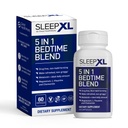 SleepXL Sleep Supplement Non-Habit-Forming Formula - Fall Asleep Faster & Sleep Longer - 5 키 성분은 Melatonin, L-Theanine, Chamomile, 마그네슘 및 비타민 B6 (60 캡슐, 30 인분)을 포함합니다.