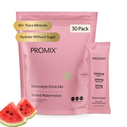 ProMix Nutrition Electrolytes Powder Hydration Packets - Himalayan 핑크 소금, 마그네슘, 칼륨, 비타민 C - 소금 수박, 가벼워 - 30 서빙 (30 포장)