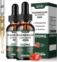 마그네슘 글리세린 액체 하락 보충교재, 마그네슘 글리세라이드 500mg Ashwagandha와 더불어, L - Theanine, Chamomile - 지원 긴장 기복, 뼈, 근육, 계류 딸기 풍미 2Pack