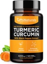 PhiNaturals Turmeric Curcumin 검은 후추 추출물과 보충 - 4200 mg 전체 Curcuma Root Equivalent per 3 캡슐 서빙 - 종양 알약