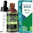 추가 강도 10,000mcg Biotin 액체 드롭 유기 베리 맛 | 60 서빙 | Vegan Formula Supports Hair Growth, Strong Nails, Healthy Skin | NO Artificial Preservatives