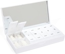 PORT X POLISH Designer Weekly Pill Box 주최자 (AM / PM 2X Daily, Crisp White) | 컴팩트, 세련된 7 일 비타민 보충 케이스 | 귀여운 휴대용 미니 여행 의학 캐리어 | BPA-Free Pillbox Caddy