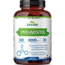 Zazzee Myo-Inositol 캡슐, 봉사 당 2000 mg, 120 Vegan 캡슐, 40:1 비율, 100% 채식주의자, 호르몬 균형 & 건강한 Ovarian 기능 지원, 모든 자연 및 비 GMO를 위한 이상적인 노출량