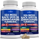NEW AGE Sea Moss 캡슐 블랙 씨앗 오일 Ashwagandha Turmeric Bladderwrack Burdock - Manuka, 꿀 Dandelion, ACV 검은 후추 글루텐 무료