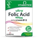 비타민 B12를 가진 Vitabiotics Ultra Folic 산 400ug. 60의 정제