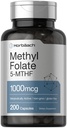 Horbäach 메틸 Folate 보충교재 | 1000 mcg | 200의 캡슐 | 5-MTHF | Folic 산 | Non-GMO, 글루텐 자유로운 Methylfolate