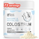인간을 위한 Colostrum 보충교재 분말 - Gut 건강을 위한 유기 Bovine Colostrum 보충교재, 머리 성장, 아름다움 및 면역 지원 - Unflavored (73의 서빙)