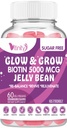 VITINITY Biotin 5000 Mcg Extra Strength 채식 (비타민 B) 설탕 무료 보충 지원 건강 및 피부 - 여성 및 남성 60 Veggie Sugar-Free 젤리 콩 (30 일 공급)
