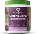 놀라운 잔디 그린 혼합 산화 방지제 : 유기 Spirulina, Beet 뿌리 분말, Elderberry, Bilberry, Prebioitics & Probiotics, 달콤한 Berry, 30 서빙 (포장 할 수있다 Vary)