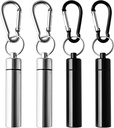 4 팩 휴대용 알약 상자 콘테이너 상자 알루미늄 합금 Keychain 알약 홀더는 옥외 야영 여행 (2Pcs 검정 + 2Pcs는)를 위한 금속 Earplugs Toothpick 상자를 방수 처리합니다
