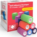 Ever Ready First Aid Self Adherent Cohesive Bandages 3" x 5 야드 - 24 카운트, 레인보우 색상