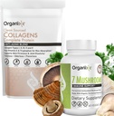 Organixx Clean Sourced Collagen Powder, Unflavored, 20 서빙 & 유기 버섯 보충 (60 채식 캡슐)