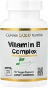 캘리포니아 골드 영양 비타민 B 복합체, Thiamin B1, Riboflavin B2, Niacin B3, Pyridoxine B6, Biotin B7, Pantothenic 산 B5 및 프로 Folate B9, 글루텐 무료, 비 GMO, 60 Veggie 캡슐