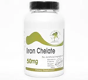 철 킬레이트 50mg ~ 100 캡슐 - 첨가제 없음 ~ Naturetition 보충제