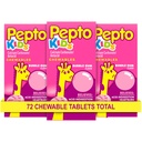 Pepto Kid's Chewable Tablets for Heartburn, Acid Indigestion, Sour Stomach 및 Upset Stomach, Bubblegum 풍미, 72 총 (3 팩 24)