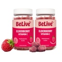 아연과 비타민 C를 가진 BeLive Elderberry Gummies - 비타민 D, A, E, B12를 가진 면역 지원 보충교재 - 건강한 뼈 & 이, Vegan, Keto & Non-GMO를 위한 Gummies - 라즈베리 풍미 | 2-Pack