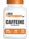 BulkSupplements.com 카페인 200mg 캡슐 - 카페인 보충 교재, 카페인 알약 200mg - 에너지 지원, 서빙 당 1 카페인 캡슐, 120 캡슐 (팩 1)