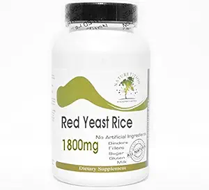 빨간 효모 밥 1800mg ~ 180 캡슐 - 첨가물 없음 ~ Naturetition 보충교재