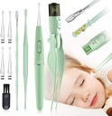 귀 왁스 제거 공구, 9 팩 귀 청소 공구, 2개의 LED 빛, 아이와 성인을 위한 붙박이 USB 귀 왁스 제거제와 더불어 전사 후비