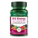 순수성 제품 B-12 에너지 Berry Lemonade 녹는 w/슈퍼 과일 Methylcobalamin B12 - 비타민 B6, D3, Folic 산 및 Biotin - 높은 흡수 MecobalActive B 12-30 녹는 정제
